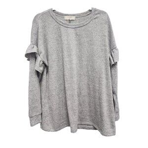 No Comment NY.LA Womens Tunic Top Size  2X Gray Brushed Ruffle Long Sleeve NWT